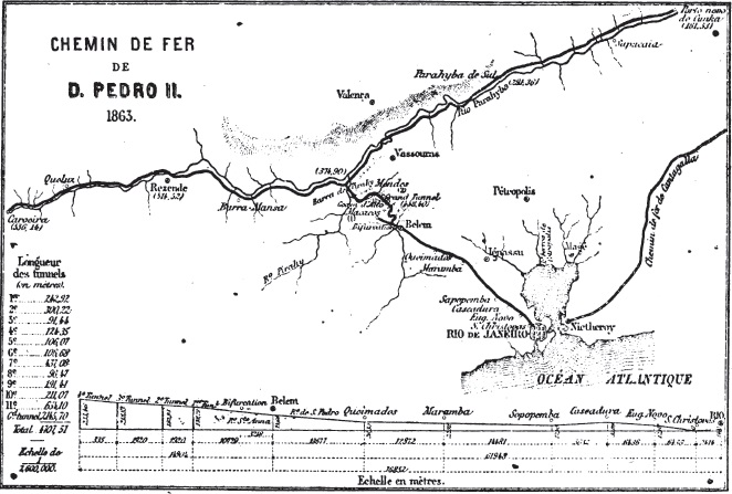 Estrada de Ferro Dom Pedro II trajeto em 1863