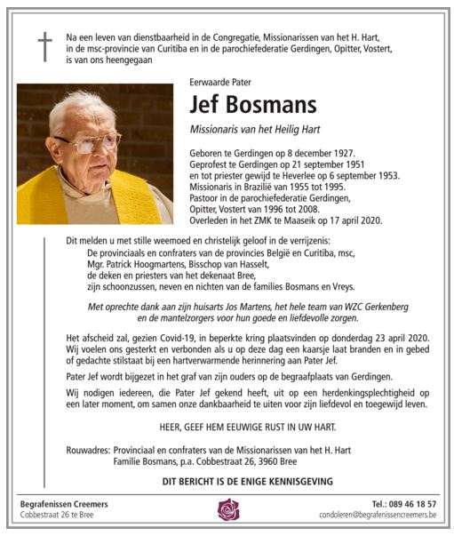 Bosmans Jef - In Memoriam