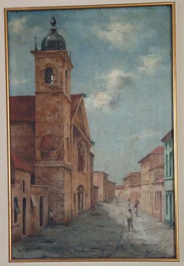 Van Emelen pintura Rua com igreja
